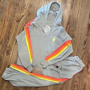 Aviator Nation Gray Hoodie and jogger  set Medium good condition